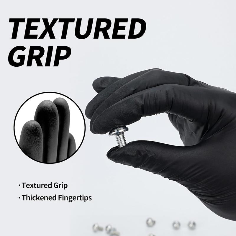 GP Craft Black Nitrile Durable Disposable Gloves, 5 Mil, Powder Free and Latex-Free, Elastic, Wear Resistant, Clean and Waterproof Hand Thick Cleaning