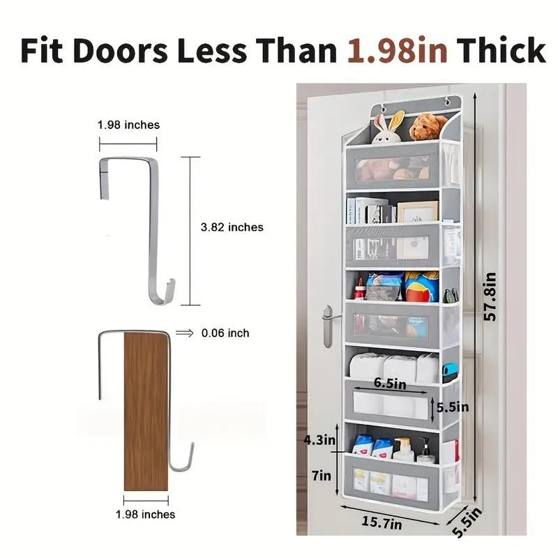 Large Pocket Hanging Storage Cabinet 5-Tier Shelf with 10 Large Capacity Pockets Anti-Tipping Door Wardrobe for Bedroom Use Heavy Duty Load Lightweight Organizer Over-The-Door Multi-Pocket Weight Lb