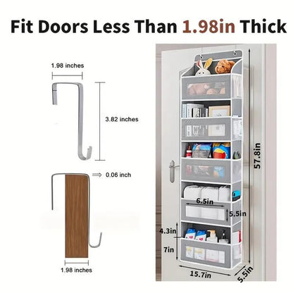 Large Pocket Hanging Storage Cabinet 5-Tier Shelf with 10 Large Capacity Pockets Anti-Tipping Door Wardrobe for Bedroom Use Heavy Duty Load Lightweight Organizer Over-The-Door Multi-Pocket Weight Lb