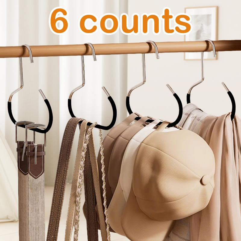 6 Counts Hat Organizer, Commercial-Grade Hat Display Rack - Adjustable Hooks for Sun Hats/Berets/Beanies Collection