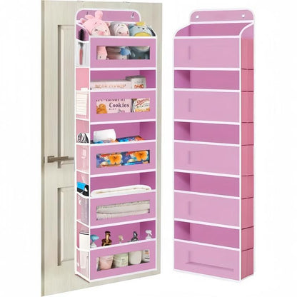 Large Pocket Hanging Storage Cabinet 5-Tier Shelf with 10 Large Capacity Pockets Anti-Tipping Door Wardrobe for Bedroom Use Heavy Duty Load Lightweight Organizer Over-The-Door Multi-Pocket Weight Lb