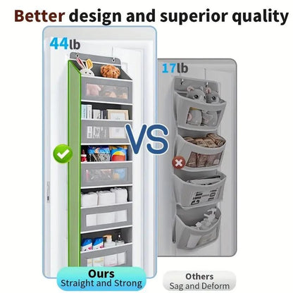 Large Pocket Hanging Storage Cabinet 5-Tier Shelf with 10 Large Capacity Pockets Anti-Tipping Door Wardrobe for Bedroom Use Heavy Duty Load Lightweight Organizer Over-The-Door Multi-Pocket Weight Lb