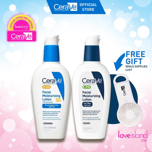 Cerave Bombshell AM + PM Moisturizer Bundle: AM Moisturizing Lotion SPF 50 & PM Facial Moisturizing Lotion