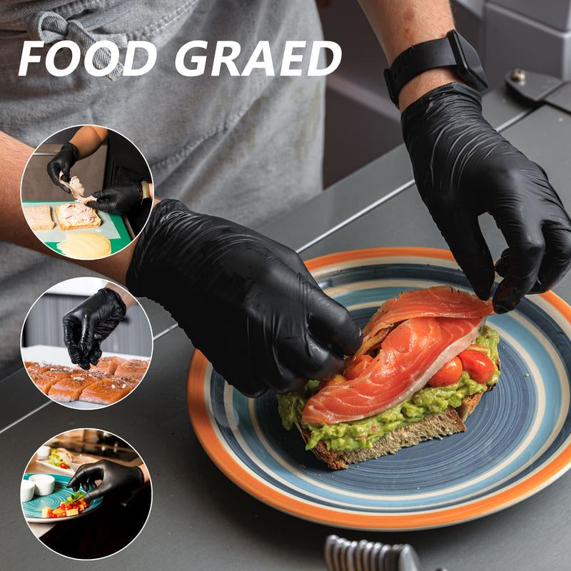 GP Craft Black Nitrile Durable Disposable Gloves, 5 Mil, Powder Free and Latex-Free, Elastic, Wear Resistant, Clean and Waterproof Hand Thick Cleaning