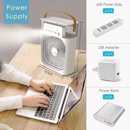 New 3 in 1 Fan Air Conditioner Household Mini Air Cooler LED Night Light Portable Humidifier Air Adjustment Fan Office Home Fan