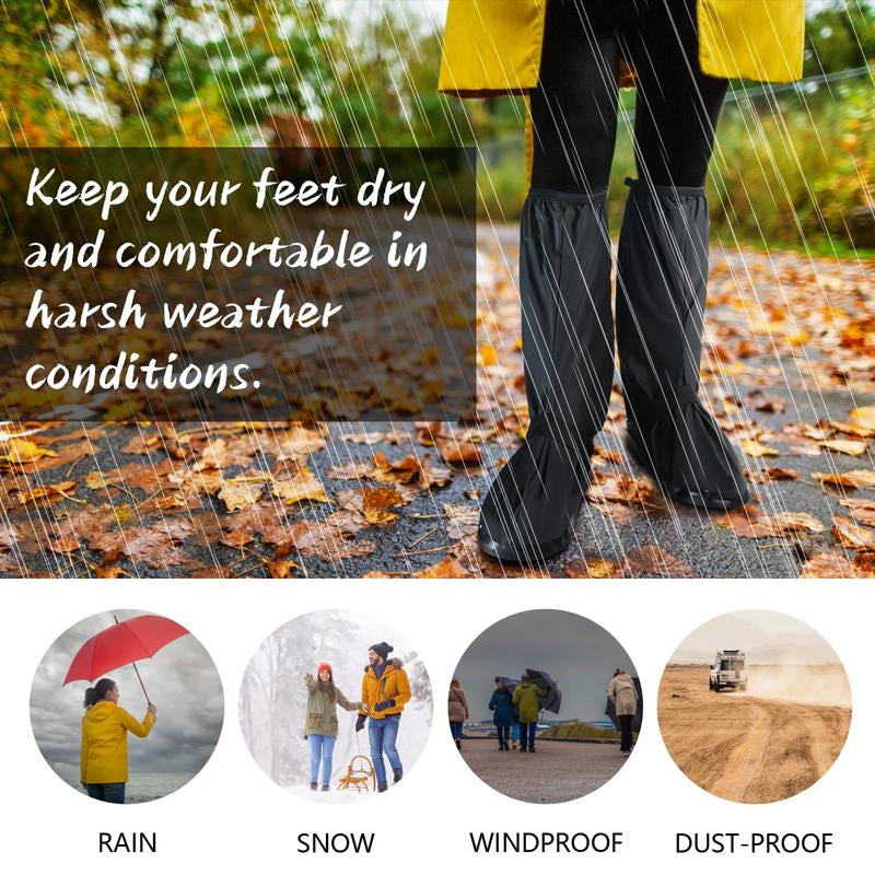 (13.39In) 2XL Waterproof Rain Boot Shoe Cover Non-Slip Waterproof Boot Covers for Snow & Rain, Walking, Hiking & Motorcycle Gear Shoe Cover PVC Material Reusable & Foldable Black