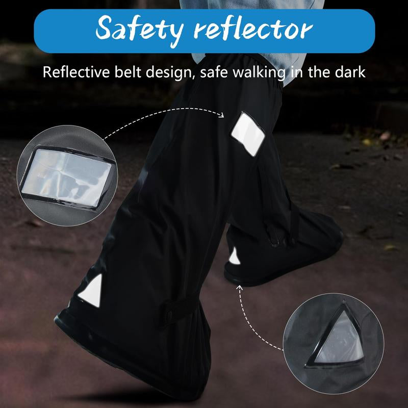 (13.39In) 2XL Waterproof Rain Boot Shoe Cover Non-Slip Waterproof Boot Covers for Snow & Rain, Walking, Hiking & Motorcycle Gear Shoe Cover PVC Material Reusable & Foldable Black