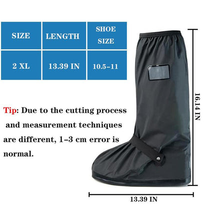 (13.39In) 2XL Waterproof Rain Boot Shoe Cover Non-Slip Waterproof Boot Covers for Snow & Rain, Walking, Hiking & Motorcycle Gear Shoe Cover PVC Material Reusable & Foldable Black