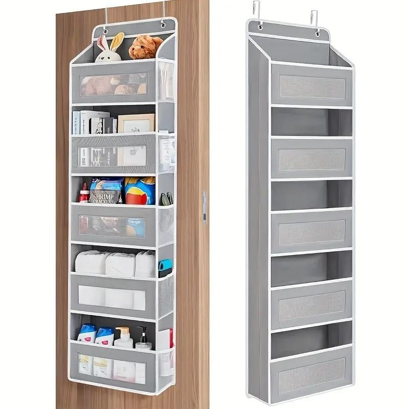 Large Pocket Hanging Storage Cabinet 5-Tier Shelf with 10 Large Capacity Pockets Anti-Tipping Door Wardrobe for Bedroom Use Heavy Duty Load Lightweight Organizer Over-The-Door Multi-Pocket Weight Lb