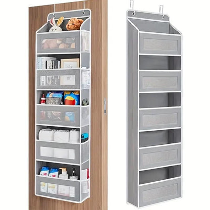 Large Pocket Hanging Storage Cabinet 5-Tier Shelf with 10 Large Capacity Pockets Anti-Tipping Door Wardrobe for Bedroom Use Heavy Duty Load Lightweight Organizer Over-The-Door Multi-Pocket Weight Lb