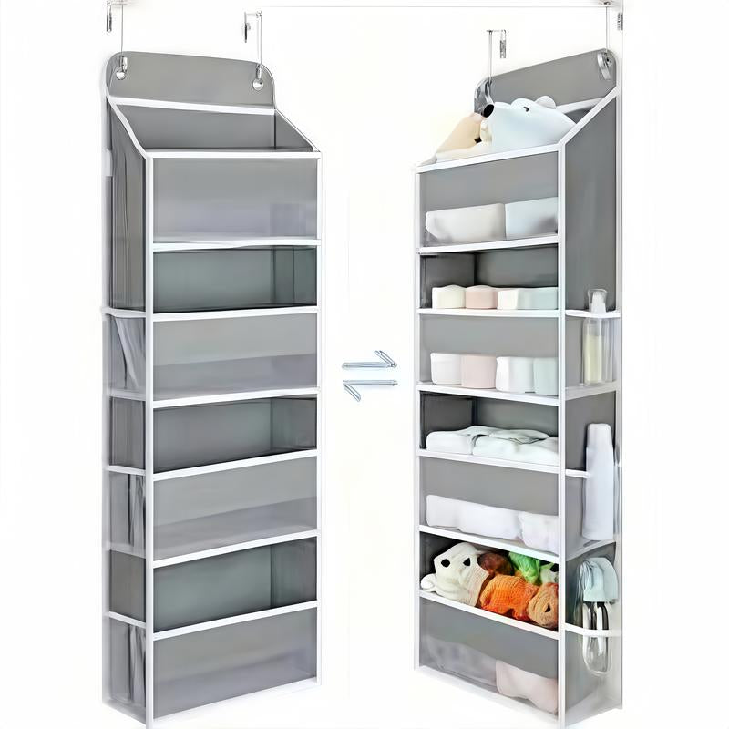 Large Pocket Hanging Storage Cabinet 5-Tier Shelf with 10 Large Capacity Pockets Anti-Tipping Door Wardrobe for Bedroom Use Heavy Duty Load Lightweight Organizer Over-The-Door Multi-Pocket Weight Lb