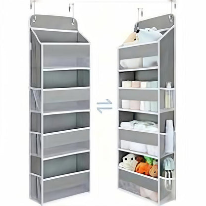 Large Pocket Hanging Storage Cabinet 5-Tier Shelf with 10 Large Capacity Pockets Anti-Tipping Door Wardrobe for Bedroom Use Heavy Duty Load Lightweight Organizer Over-The-Door Multi-Pocket Weight Lb